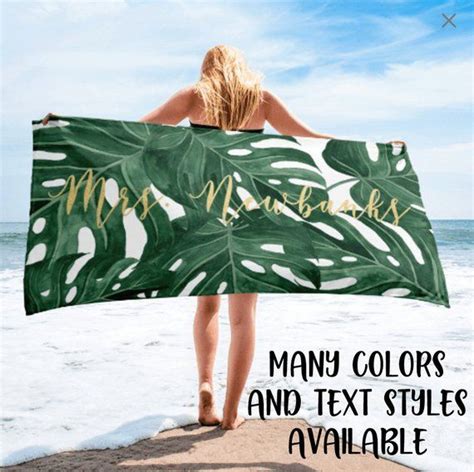 Tropical Beach Towel Custom Name Towel Personalized Spring Etsy