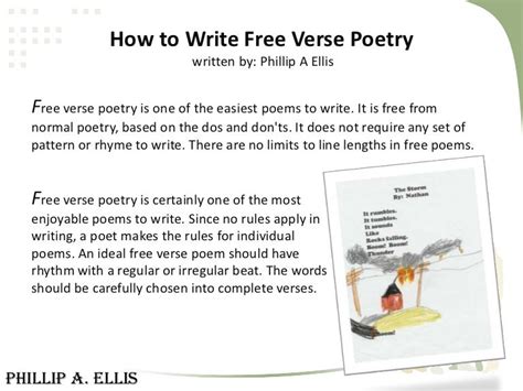 How to write free verse poetry written by phillip a ellis