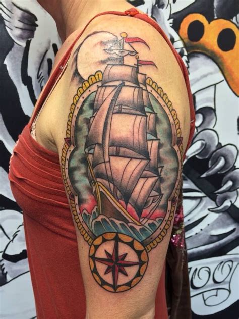 Traditional Nautical Ship Done By Joshludlow At Rogue Tattoo In