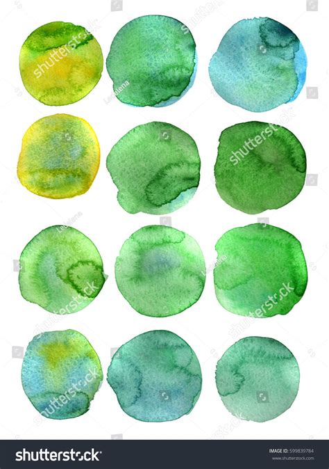 Watercolor Circles Painted With Different Colors On White Background