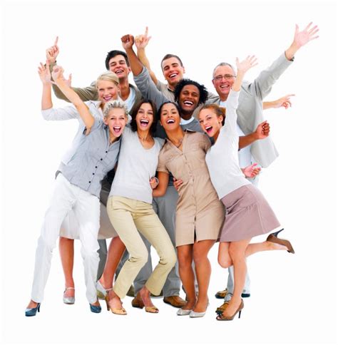Happy Business People Laughing Against White Background Evoloshen