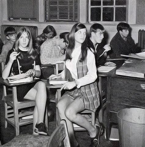 Mini Skirt In School With Male Teacher Of The 1970s Vintage School