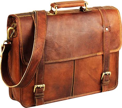 Hulsh 15 Inch Brown Leather Messenger Bag For Men And Women Best