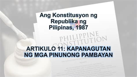 1987 Philippines Constitution Article Xi Tagalog Version Youtube