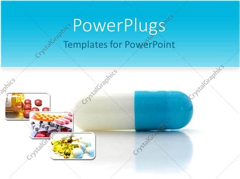 Powerpoint Template Close Up Of Blue And White Capsule