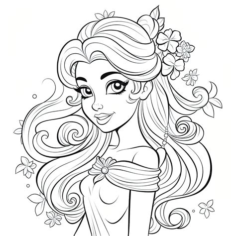 Premium Vector | Barbie princesses coloring book page for kids