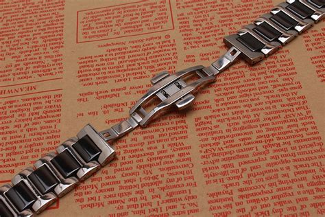 New Black White Ceramic Watchband With Stainless Steel Silver Metal Watch Band Strap Bracelet