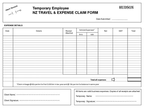 Business Expenses Claim Form Template — Db
