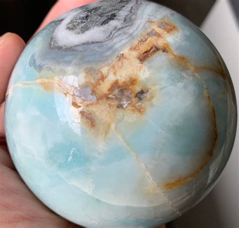 Medium Caribbean Sphere Shaped Crystal Stone Teal Blue Earthy Etsy