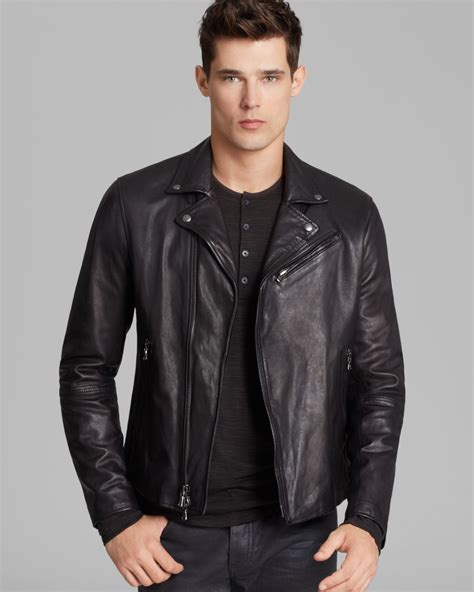 John Varvatos Luxe Leather Moto Jacket In Black For Men Lyst