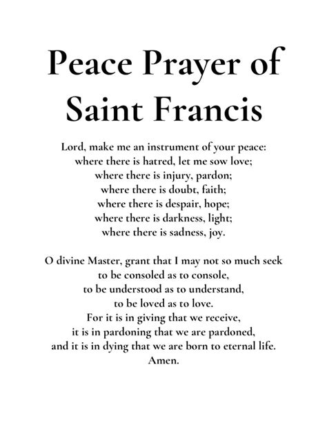 Peace Prayer Of Saint Francis Smiocs