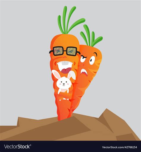 Mascot Geeky Carrot Friendship Hugging A Rabbit Vector Image
