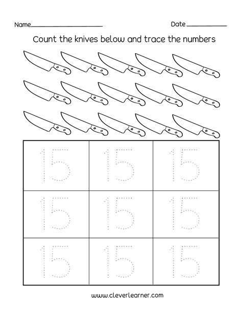 Free Number 15 Practice Sheet Preschool Number Worksheets Preschool