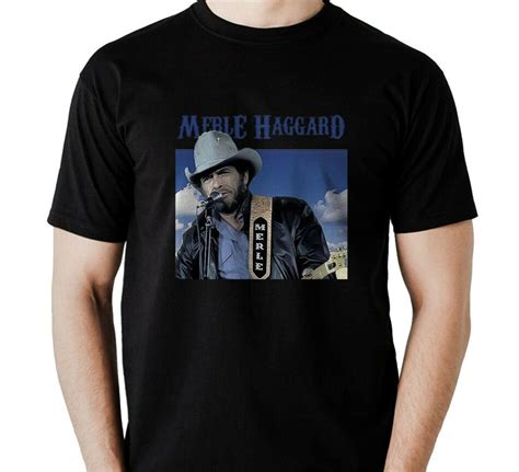 Merle Haggard Singer Songwriter Guitarist T Shirt Black And White Usa Size Tee Shirt High