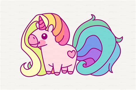 Vector Cute Rainbow Unicorn Pre Designed Illustrator Graphics