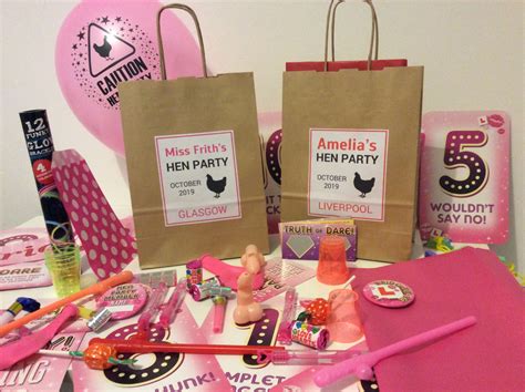 Personalised Filled Hen Party Night Kraft Brown Bag With Choice Of Novelty Fillers