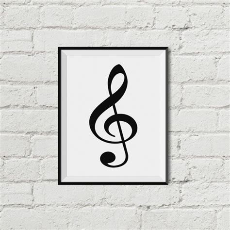 Treble Clef Music Note Printable Wall Art Instant Download Wall