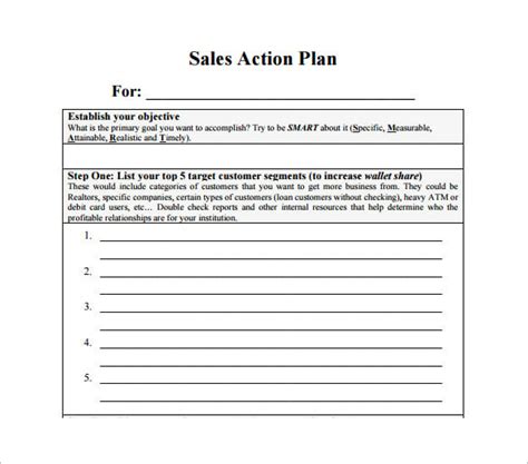Sales Action Plan Template 14 Free Pdf Word Format Free Download