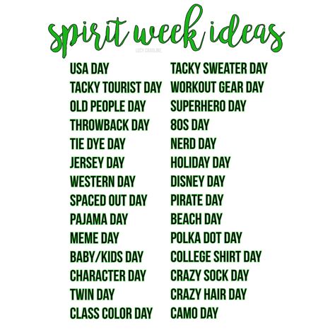 spirit week ideas!!! | School spirit week, School spirit days, Spirit week themes