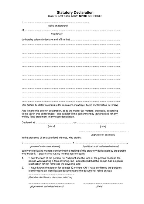 19 Printable Statutory Declaration Example Forms And Templates Bf1