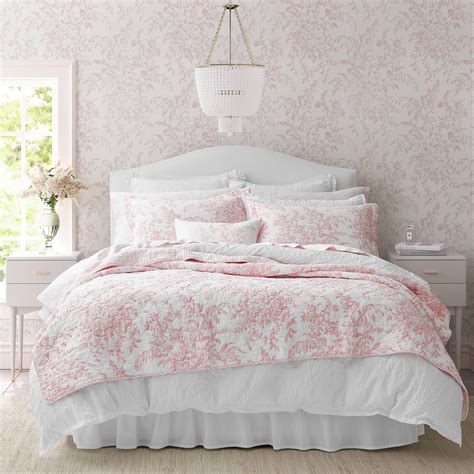 Laura Ashley King Quilt Set Reversible Cotton Bedding With Matching