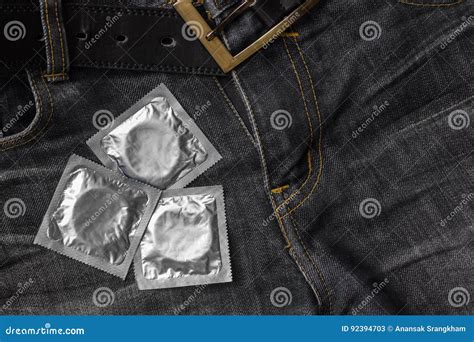Condoms On Jeans Pocket Stock Image Image Of Jeans 92394703