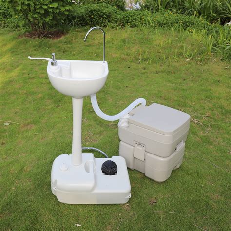 Garden Portable Hand Wash Sink And 20l Flush Toilet Camping Party