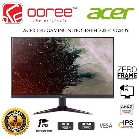 Acer 24 Vg240y Vg240yp Nitro Vg0 Led Flat Full Hd Ips Panel Gaming