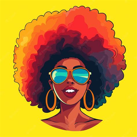 Premium Vector Beautiful Girl With Afro Hairstyle And Sunglasses Vector Illustration