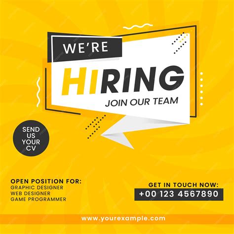 Premium Vector We Are Hiring Join Our Team Poster Design With