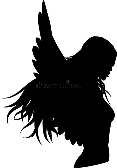 Black Angel Wingswoman Silhouette Stock Vector Illustration Of