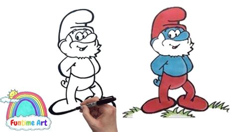 How To Draw And Colour In Papa Smurf The Smurfs Stepbystep Drawing