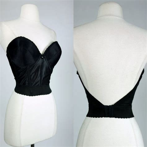 1980s Black Long Line Bra Strapless Low Back By Dottiemaevintage Dress