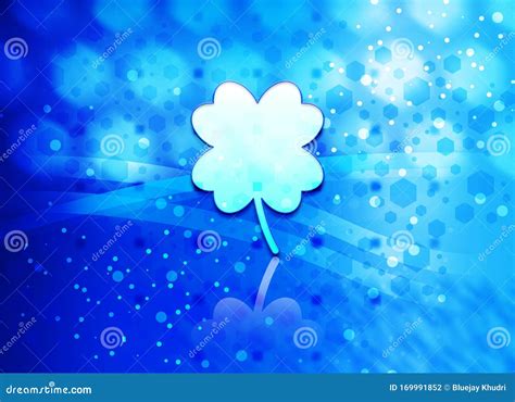 Lucky Four Leaf Clover Icon Abstract Light Cyan Blue Hexagon Pattern