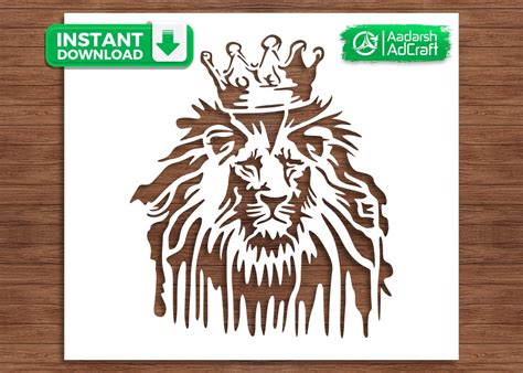 Jungle King Lion Face Stencil Art Lion Stencil Vector Style Etsy