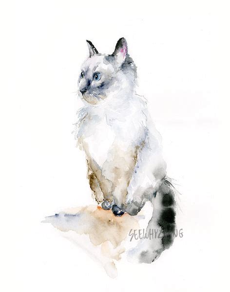 Ragdoll Cat Watercolor Fine Art Print Easy Sunday Club