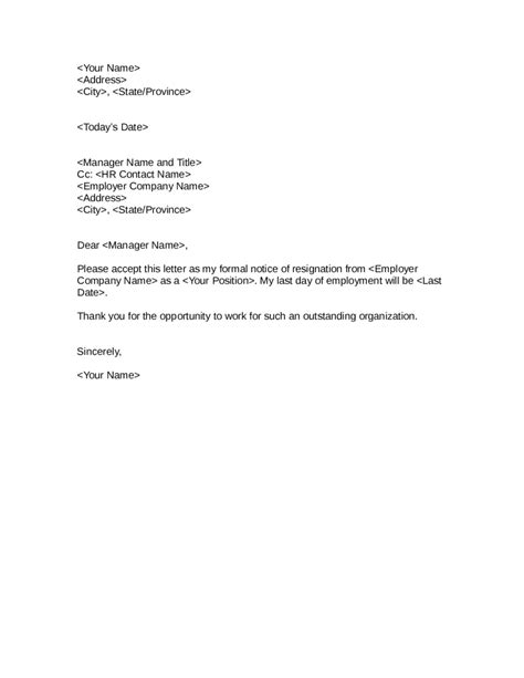 Sample Letter Giving Two Week Notice