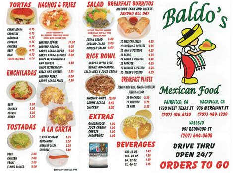 Restaurant Menu at Baldo's Mexican Food, 936 Merchant St (2/2
