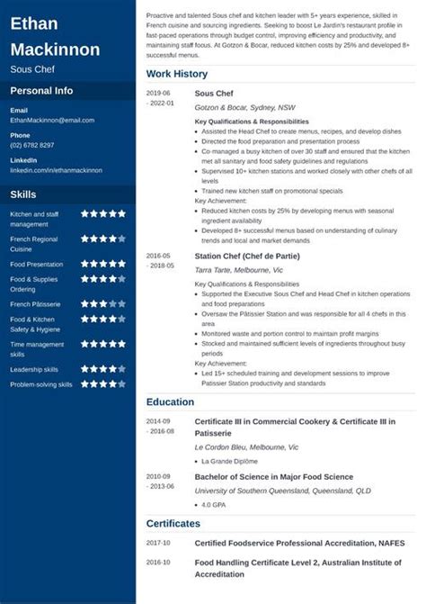 Chef Resume Template Samples And Writing Guide