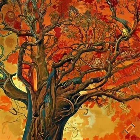Art Nouveau Trees Poster On Craiyon