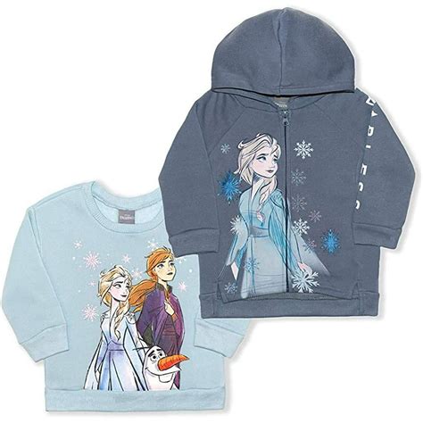 Disney Disney Frozen Girl S 2 Piece Zip Up Hoodie And Crewneck Sweatshirt Set