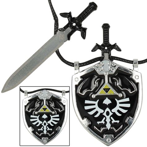 Dark Link Zelda Master Sword And Shield Necklace Replica Dungeon