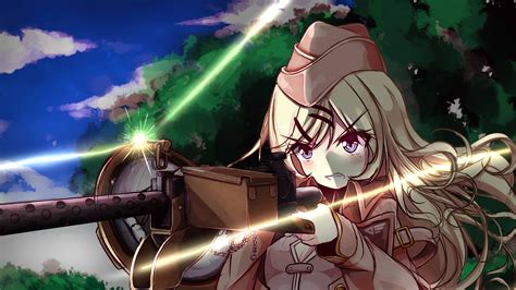 Girls Frontline M1919a4 With Background Of Tree Sky And Clouds 4k Hd