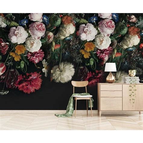 3d Vintage Dark Floral Self Adhesive Removable Wallpaper Traditional