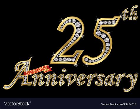 Celebrating 25th Anniversary Golden Sign Vector Image