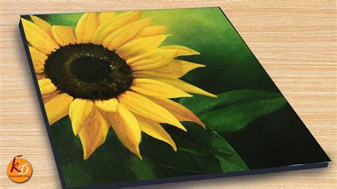Easy Sunflower Painting Using Acrylic Acrylic Painting For Beginners