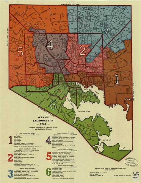Map Of Baltimore City 1966 Showing Boundaries Of