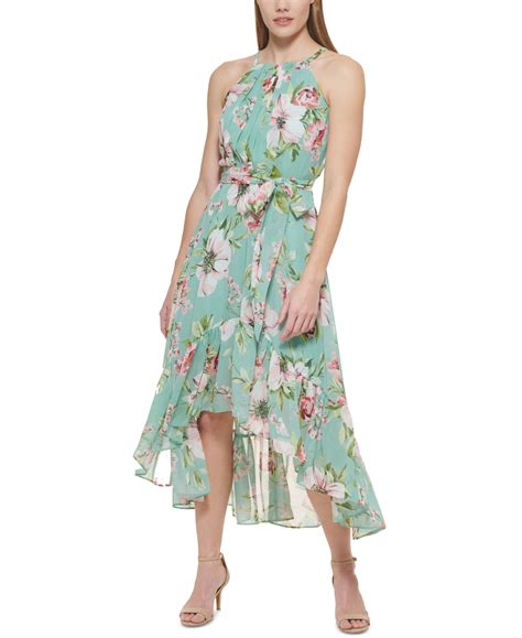 Vince Camuto Floral Print Midi Dress In Sage Modesens