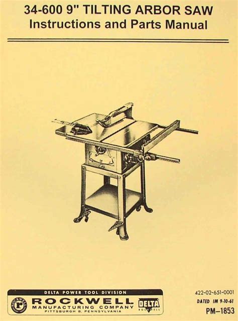 Delta Rockwell Tilting Arbor Table Saw Instructions Part