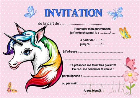 Invitation Anniversaire Licorne
